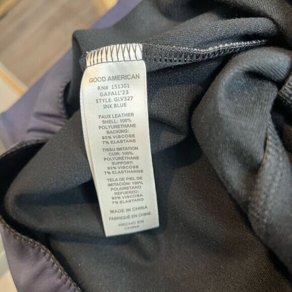 Good American XL Good Waist High Rise Pull On Faux Leather Legging Pant Navy NWT - Picture 12 of 14